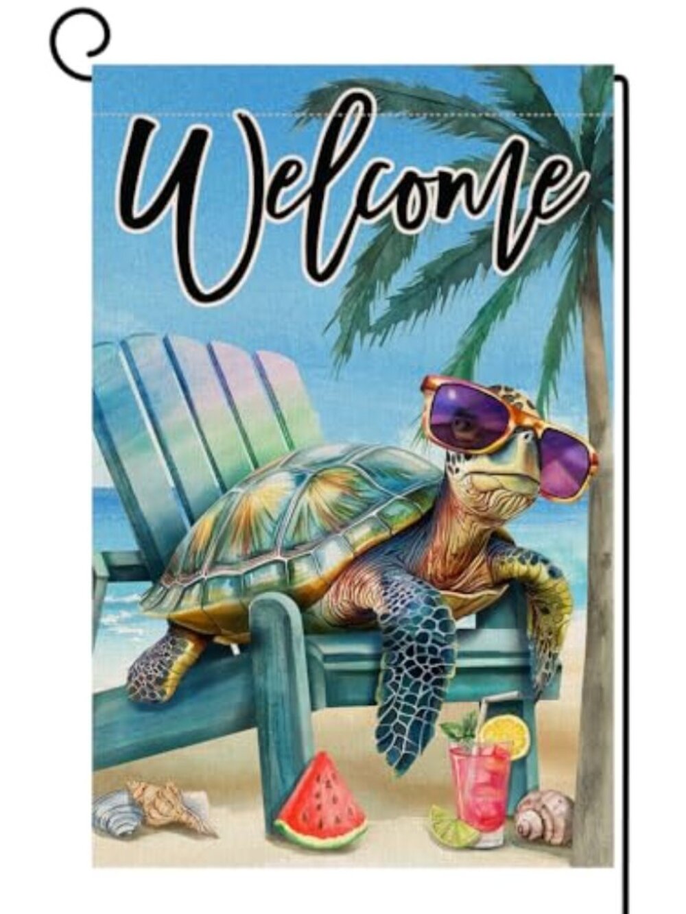 Summer Beach Sea Turtle Garden Flag 12x18 Vertical Double Sided Blue Welcome